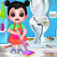 Cute Girl Dirty House Cleaning