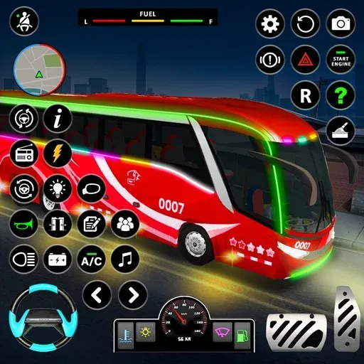 Aksi 3D Parkir Bus Modern